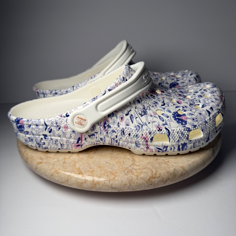 Crocs Liberty London Classic Clog Size W10 M8 White Floral Print Shoes